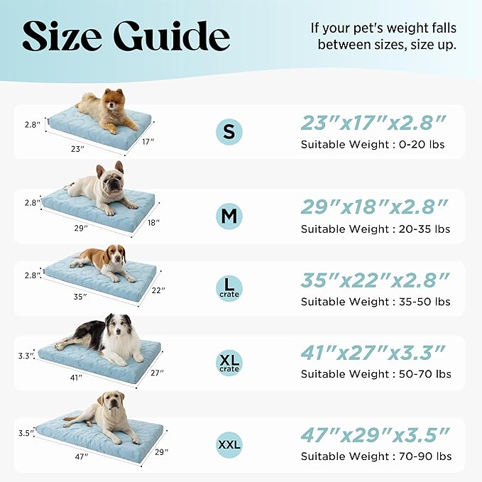 LE SURE Cooling Dog Bed, XXL Q-Max>0.5 Cooling Mat with Removable Washable Cover, Breathable Orthopedic Egg Crate Foam Non-Slip Summer Pad for Extra Large Active/Senior/Long-Haired Pets, 47x29 Inch