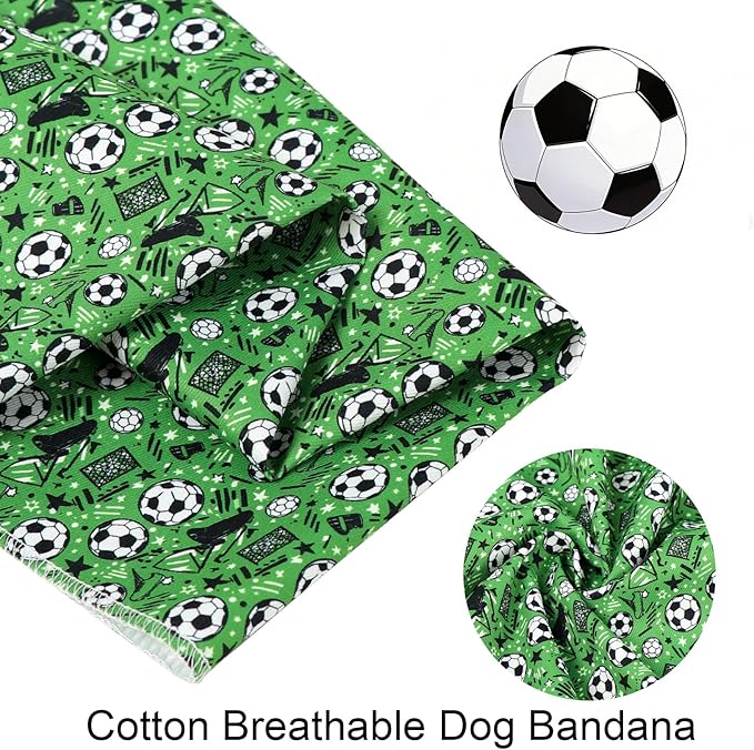 ARING PET Soccer Dog Bandanas, Cute Green Pet Bandana Scarf Triangle Bibs for Puppy Small Medium Large Boy Girl Dogs Cats-L