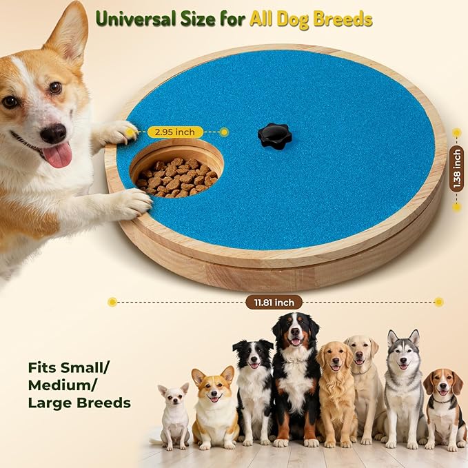 Zenflux Dog Nail Scratch Board with Treat Box, Dog Scratch Pad for Nails, Adjustable Interactive Dog Nail File Toy for Stress-Free Grooming, Treat Puzzle Scratch Board for Dogs, Blue