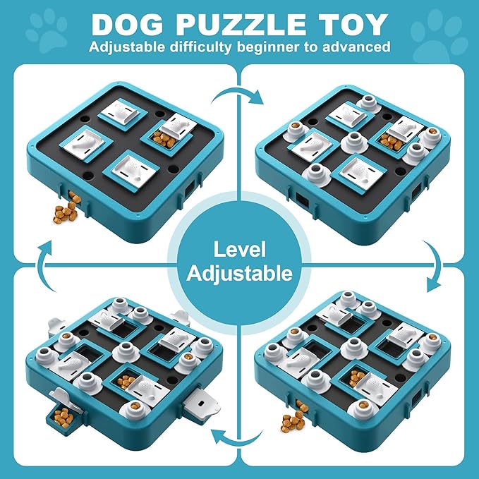 Aluckmao Dog Puzzle Toy, Adjustable Difficulty Levels Beginner to Advanced, Large Size, Brain Stimulation Mental Enrichment, Food Treat Game (Green)