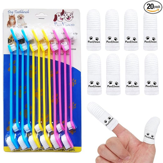20 PCS Pet Dog Soft Toothbrush - Finger Toothbrush for Small to Large Dogs