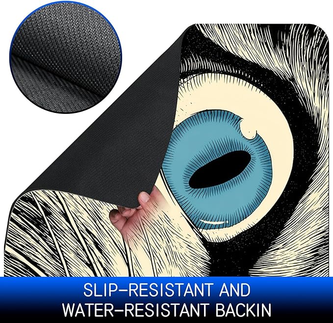 Dog Food Mat, 19.6" x 23.6" Absorbent Pet Feeding Mat for Food and Water, Waterproof Diatom Mud Pet Placemat with Non-Slip Rubber Backing, Easy Clean Cat Bowl Mat for Floors - Noodle Cat