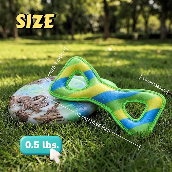 Interactive 15Inches Tug Toy for Aggressive Chewers, Durable Chew Toys for Medium and Large Dogs, Long Lasting TPR & Oxford Fabric