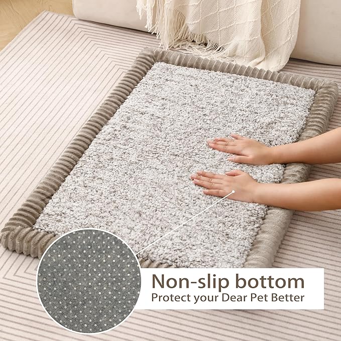 MINIDEAR Dog Crate Pad, Crate Bed Non-Skid Kennel Pad, Rubber Backing Memory Foam for Dog Bed Mat, Machine Washable Dog Bed for Crate, 17"x24"