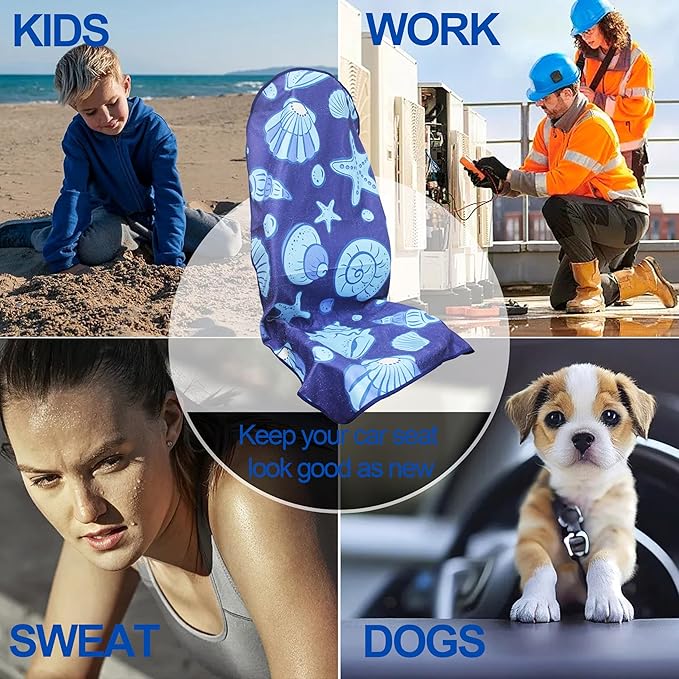 Waterproof Car Seat Cover for Front Seats, Protector for Cars SUVs Trucks, Sweat Towel Seat Covers Bucket for Gym,Workout,Beach,Hiking,Running (Conch Shells Starfish, 1PC)
