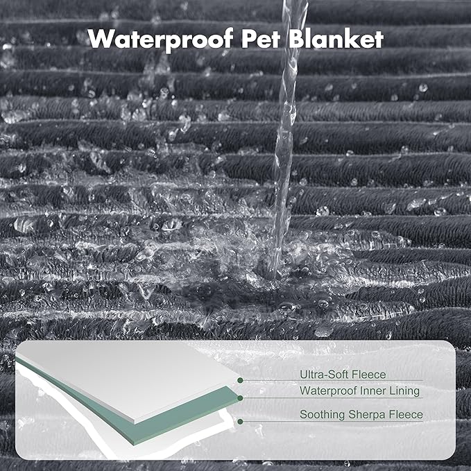 Waterproof Puppy Blankets for Small Dogs - Cozy Fleece Calming Cat Blanket for Couch Furniture Protector, Washable Dog Blankets for Indoors & Outdoors, Grey, 25"x35"