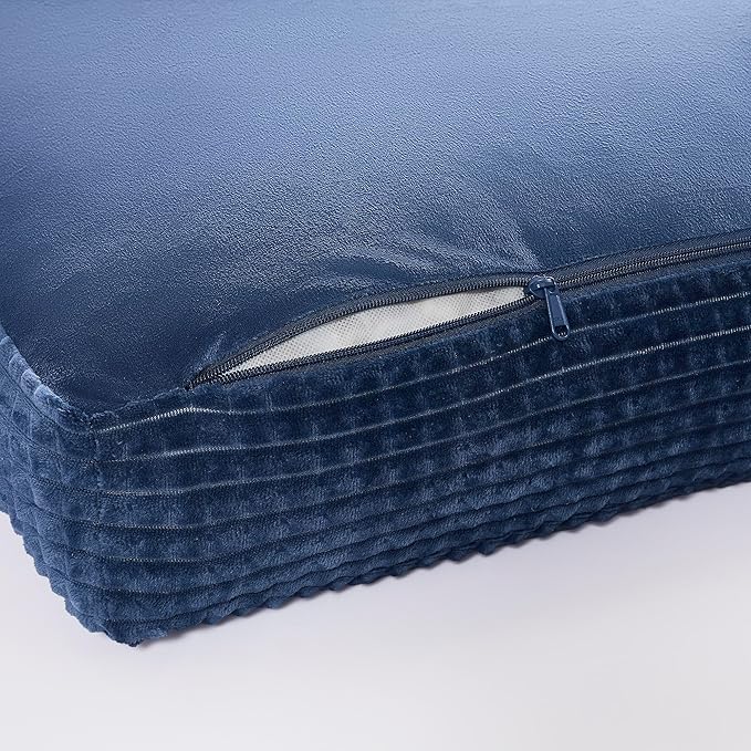 Modern Threads Ultra Plush Orthopedic Memory Foam Pillow Bed for Large Dogs with Supportive Filling and Stylish Textured Design, Blue, (36" L x 27" W x 4" Th)