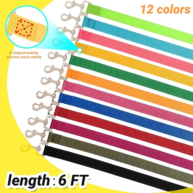 24 Pcs Dog Leashes for Small Medium Large Dogs, 6FT Lead Short Dog Leash with Swivel Hook for Walking, Training, Hiking, Rescues, Grooming, Shelter, Outdoor
