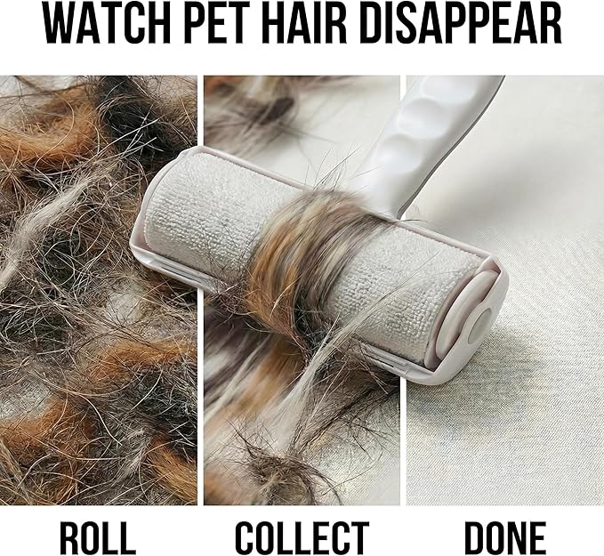 Pet Hair Remover Roller + Glove Kit – Reusable, No Sticky Sheets, Removes Dog & Cat Hair from Couch, Carpet & Furniture Instantly
