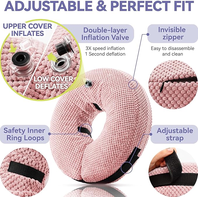 Loflaze Soft Inflatable Dog Cone Collar - Medium/Large/Small, Cat Size - Dog Neck Donut, E Collar Alternative for Recovery