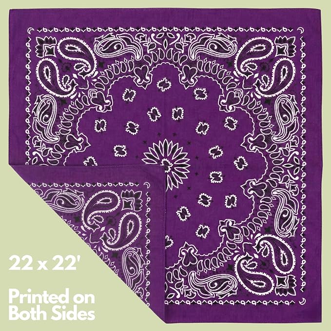 The Peacock Crew Premium Soft Cotton Bandanas Pack for Men and Women Paisley 22 x 22 inches