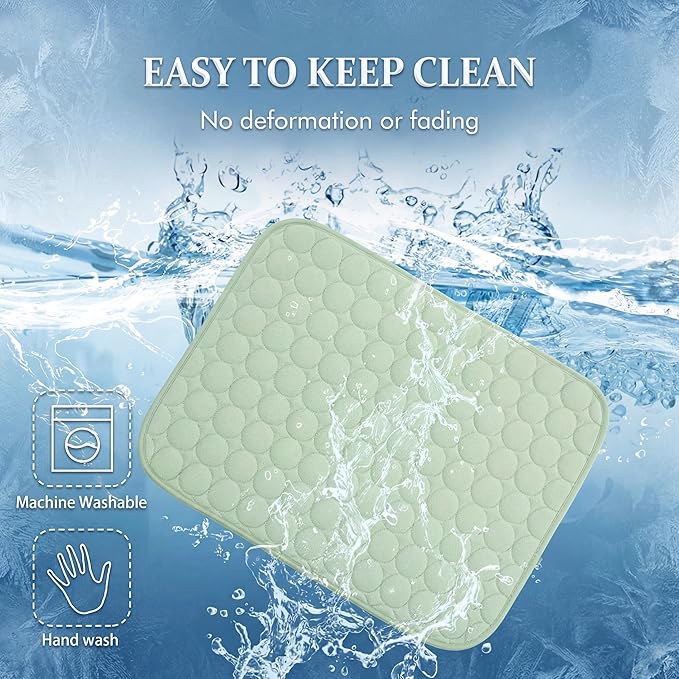 MICROCOSMOS Summer Cooling Mat & Sleeping Pad- Water Absorption Top, Materials Safe, Easy Carry, EZ Clean. Keep Cooling for Pets, Kids and Adults.(Green, 24" x18")