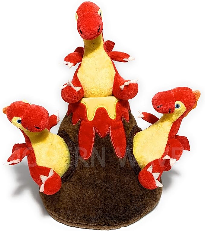 MODERN WAVE - Interactive Squeaky Plush Hide and Seek Squirrel Type Puzzle Toy for Dogs, Medium Size (Volcano and Dragons)
