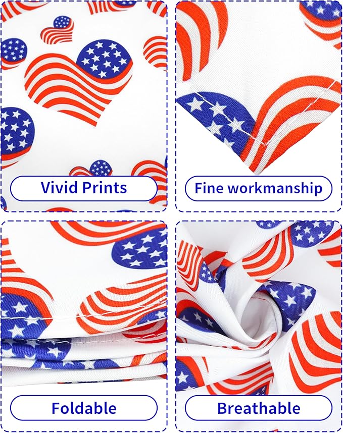 PET SHOW 50 Pack 4th of July Small Dog Bandanas Bulk XS Washable US Flag Cats Puppy Patriotic Triangle Bibs Star&Stripe Kerchief Set Dog Scarves Pet Girl Boy Holiday Grooming Accessories