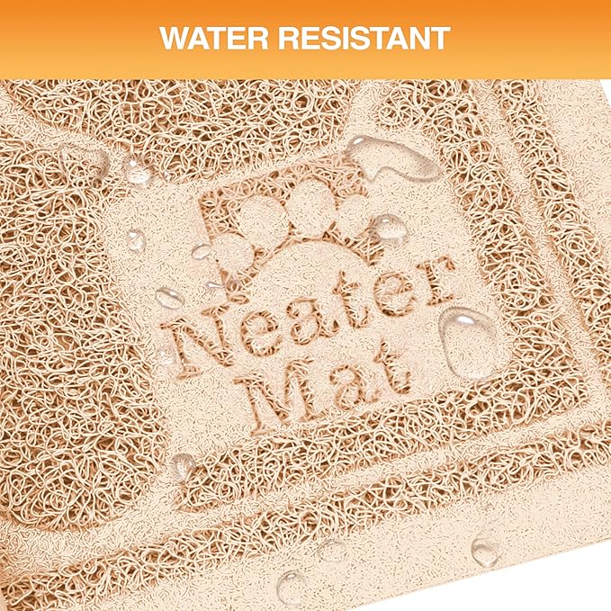 Neater Pets Neater Mat Cat Litter Mat, Thick & Durable Cat Mat for Litter Box, Trapper Pad Catches Mess to Protect Indoor Floors, Soft on Kitty Paws, Anti-Skid Grip Backing, Easy to Clean, Beige