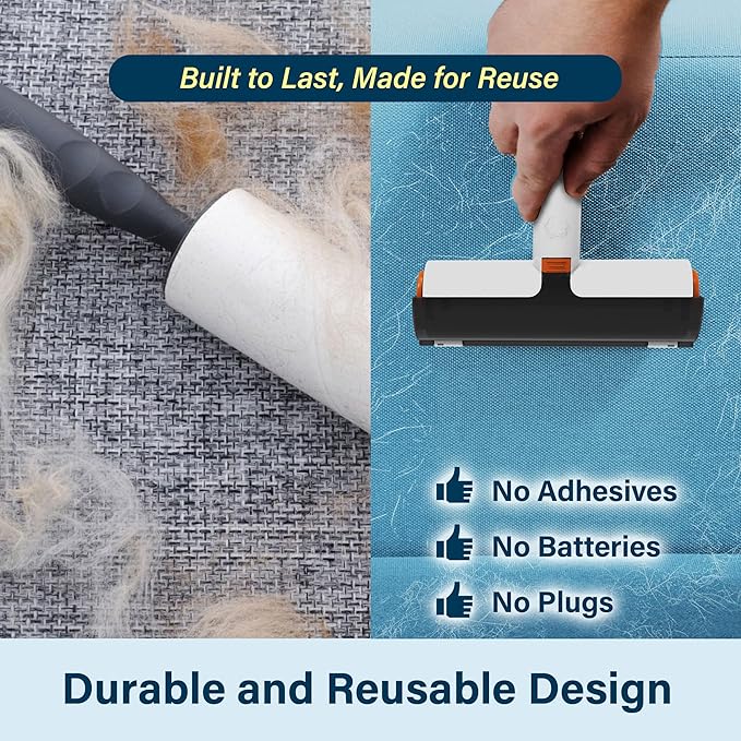 Pet Hair Remover, Lint Roller for Pet Hair, Reusable Fur Removal Tool- Cat and Dog Hair Remover for Car Interior, Couch, Furniture, Lint, Carpet, Clothing and Bedding (White)