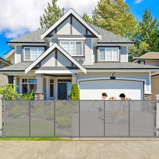 250" Extra Wide Retractable Baby Gates, Reinforced 21ft Large Baby Gate Retractable Pet Gates for Wide Openings, 48" Extra Tall Pet Gate Outdoor Retractable Gate, Long Dog Gate Retractable Fence, Gray