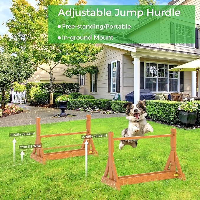 SuniBoxi Dog Agility Set, Wooden Dog Agility Jumps & Dog Hurdles,Dog Agility Equipment, Dog Agility Course,Dog Agility Course Backyard Set,Obstacle Course for Dogs,Dog Hurdles Training Equipment