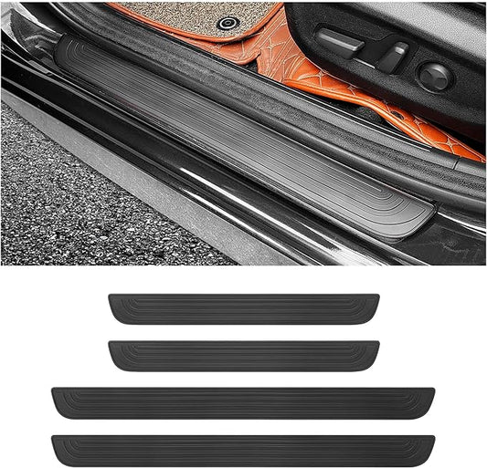 4PCS Car Door Sill Protector,Anti-Scratch Rubber Car Door Protector Edge Guards for Door Steps,Universal Waterproof Door Threshold Strips Exterior Accessories for Car Truck SUV (Black, Width 1.57")