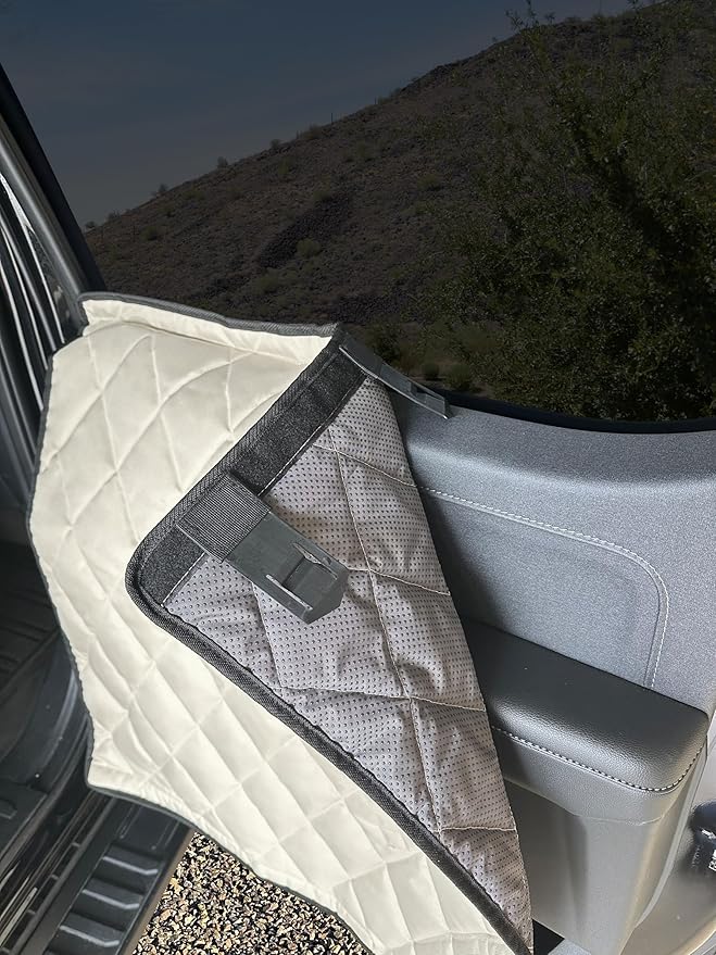 4Knines Car Door Protector for Dogs – Heavy-Duty Cover Shields Vehicle Interior from Scratches, Dirt & Drool – Waterproof Car Door Cover – Ideal for Pet Owners - XL (Tan)