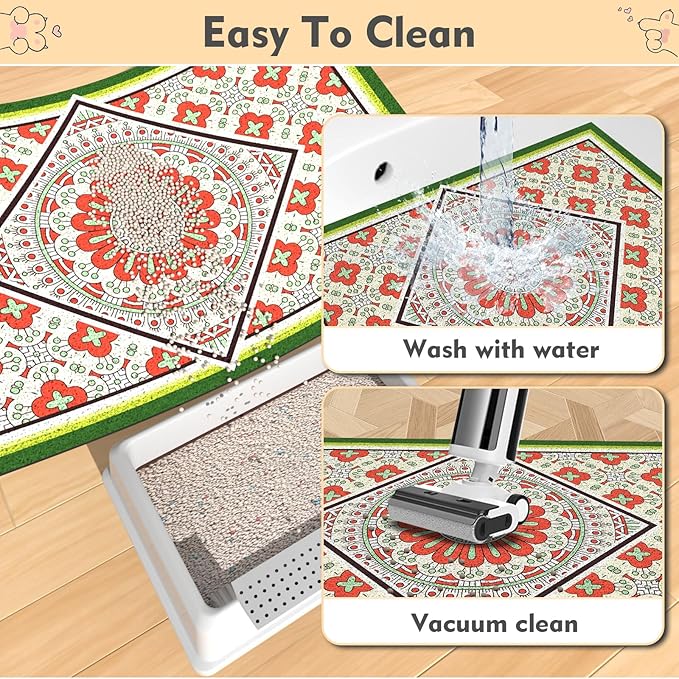 Extra Large Cat Litter Mat 30"x24",Heavy-Duty Litter Rug Catcher with Deep Textured Surface,Non-Slip Kitty Litter Mat Waterproof & Easy Clean, Ideal for Multiple Cats