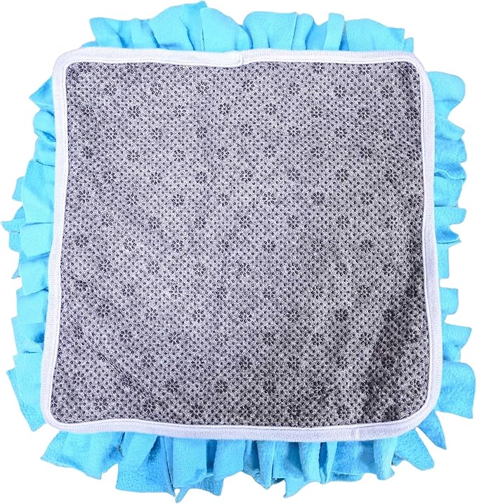 Pet Fleece Snuffle Mat Square Shape Foraging Mats Interactive Feeding Toy Anti Slip Slow Feeder Treat Dispenser for Dog Rabbit Guinea Pig (Blue/Yellow/Purple)