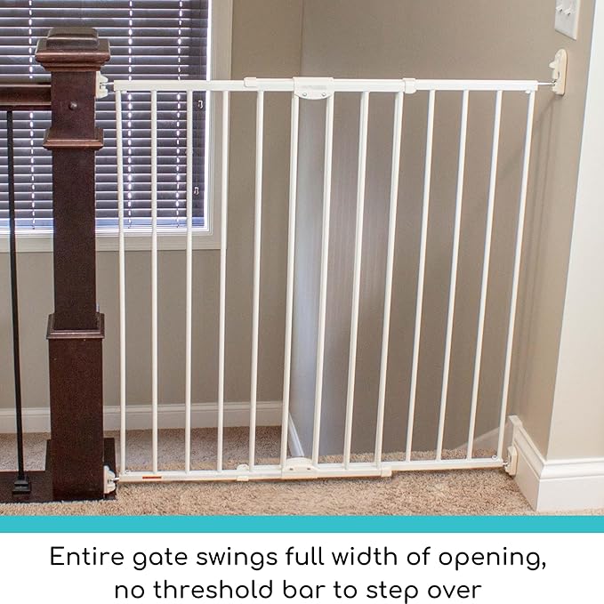Toddleroo by North States - Tall Easy Swing & Lock Baby Gate Series 2: Hardware Mounted Metal Safety Gate for Stairs & Doorways - Adjustable 28.68 to 47.85 Inches Wide - 36 Inches Tall - Ivory