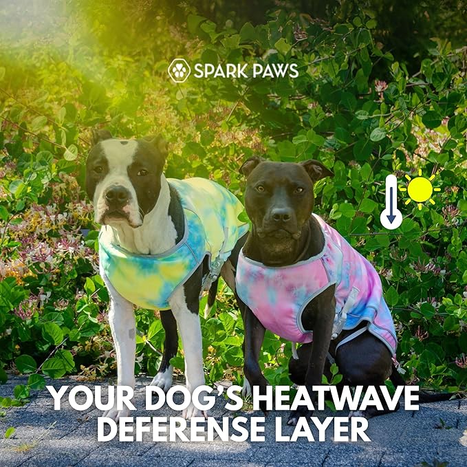 Spark Paws Dog Cooling Vest - SPF 50 UV Sun Protection - Summer Heat Relief Gear for Dogs, Lightweight, Evaporative Cooling - Dog Anxiety Relief Vest During Hot Days - Ice Blue, XL