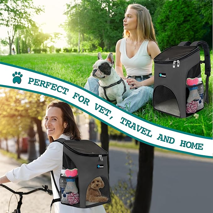 PetAmi Cat Backpack Carrier, Airline Approved Pet Carrier Backpack for Small Dogs and Large Cats, Soft Sided Collapsible Ventilated with Sherpa Bed for Hiking Travel, Max 18 lbs, Gray