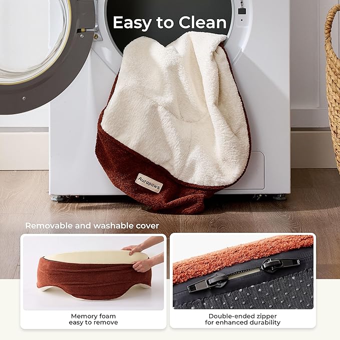 Orthopedic Dog Bed for Medium Small Dogs up to 120lbs, Extra Thick One-Piece Memory Foam Dog Bed, Never Sag Pet Sofa Couch with 3 Removable Washable Covers (Plush, Cooling, Leather) & Toy