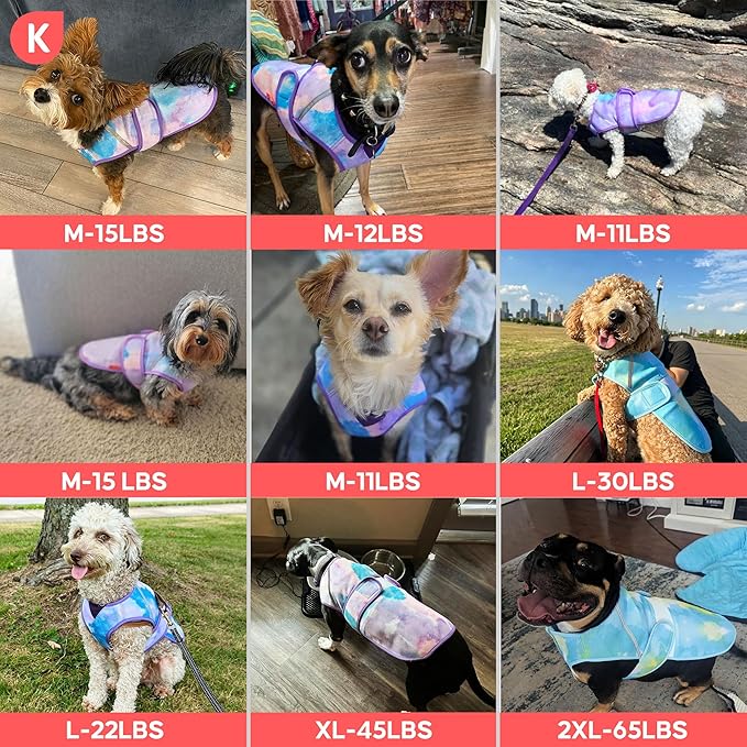 KYEESE Dog Cooling Vest, Lightweight Dog Cooler Jacket, 3D Breathable Mesh Pet Cooling Shirts for Summer with Reflective Stripe, Sun Protection Pet T Shirt for Beach, Hiking, Walking, Pink, 3XL