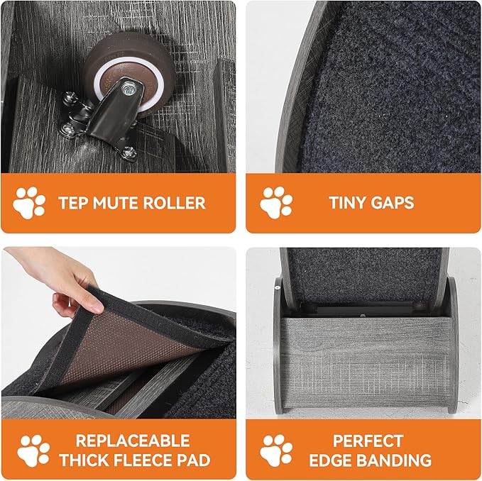 45" Cat Exercise Wheel, Cat Wheel for Indoor Pets, Running Wheels with Scratching Board and Playing Balls, Quiet Cats Sport Toys for Running Walking Training