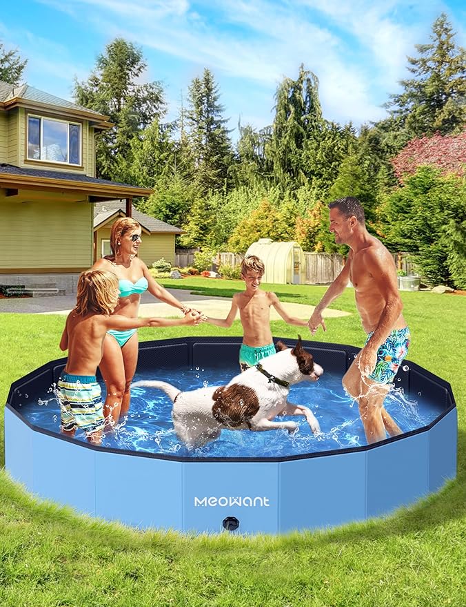 Meowant Foldable Dog Pools for Large Dogs, Hard Plastic Kiddie Pool Dog Swimming, Collapsible Pet Bath Pool, Portable Kids Pool for Extra Large Dogs (XXXL-79'' × 12'')