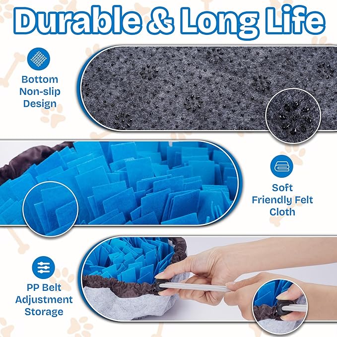 Snuffle Mat for Dogs | Travel-Friendly Snuffle mat Encouraging Foraging | Dog Snuffle mat Crafted for Daily Enrichment | Dog sniff mat Feature for Slow Eating Habits (Blue)