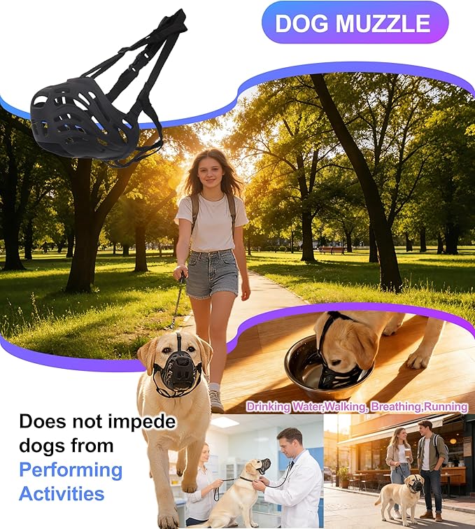 Dog Muzzle for Large Dogs, Silicone Basket Dog Muzzle for Large and Medium Dogs Breed Can Prevent Eating Chewing and Barking for Grooming Trimming Training(Coffee, XXL-8)
