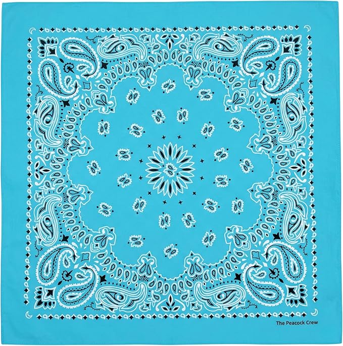 The Peacock Crew Premium Soft Cotton Bandanas Pack for Men and Women Paisley 22 x 22 inches