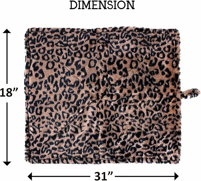 Downtown Pet Supply Thermal Cat Bed - Insulated Cat Mat with Aluminum Film & Sherpa Backing - Washer Safe Faux Fur Cover - Self-Warming Nap - Large - Animal Print Beige - 31 x 18 in