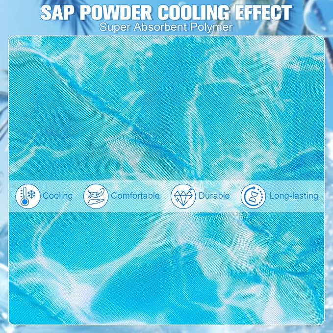 EXPAWLORER Dog Cooling Bandana - 2 Pack Instant Cool Chill Out Dog Scarf, Adjustable Summer Outdoor Ice Neck Cooler Vest, SAP Ice Crystal Powder Physical Cooling Pet Handkerchiefs, Wave Medium