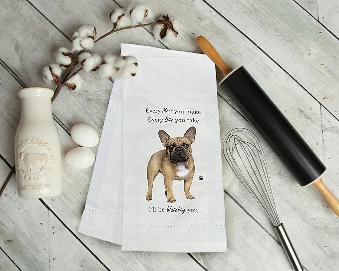 French Bulldog Kitchen Towels - Soft, Highly Absorbent - Gifts for Pet Lovers - Reusable, Quick Drying - 100% Natural Cotton