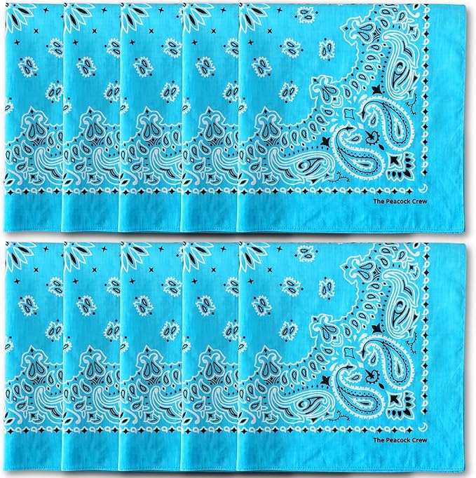 The Peacock Crew Premium Soft Cotton Bandanas Pack for Men and Women Paisley 22 x 22 inches