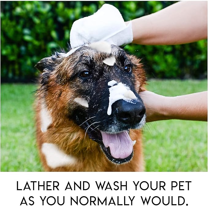 Scrubby Pet No Rinse Pet Wipes | Rinse Free Shampoo Mittens | Dogs & Cats | Bath Wipes - Bathing & Washing Pets, Hypoallergenic | No Rinse Wash Mitt | Grooming, Lather Wipe Dry - Pack of 15