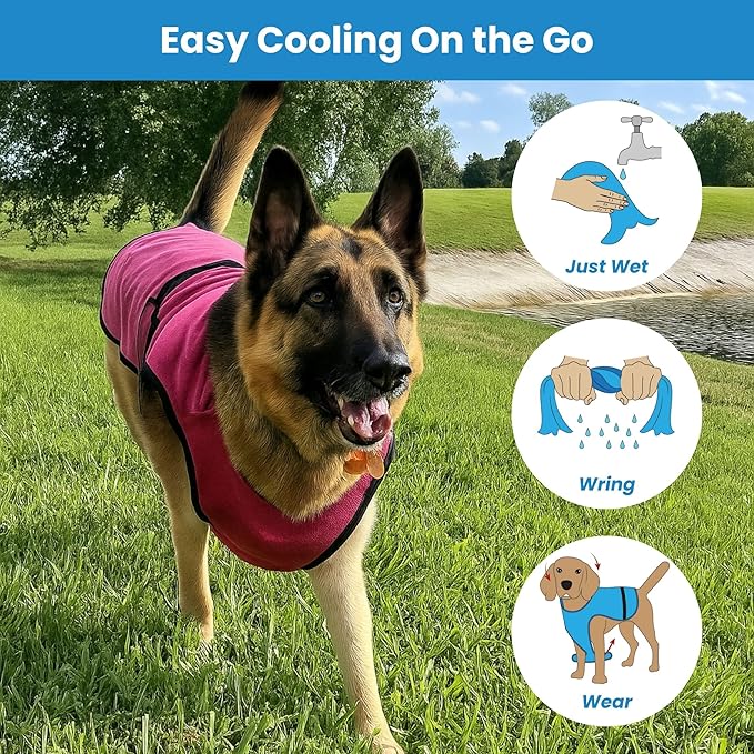Dog Cooling Vest – Lightweight Evaporative Shirt with UV Protection for Small, Medium, and Large Dogs – Breathable Soft Fabric for Hot Weather (M, Rose Pink)