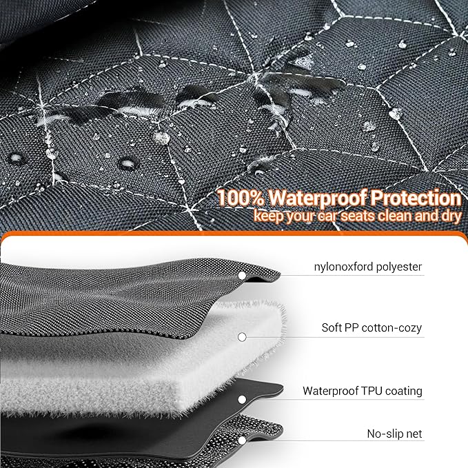 Meginc Dog Car Seat Cover for Back Seat, Waterproof Non-Slip Bench Protector for Dogs, Durable 600D Scratch Proof Seat Cover for Hair, Scratches, Travel and Daily Use in Mid-Size Cars, Mid-Size SUVs