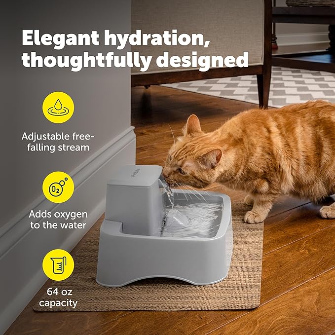 PetSafe Oasys 1/2 Gallon Pet Fountain for Cats and Small Dogs 1/2 Gallon Water Capacity Adjustable Flow Control Fresh, Filtered Water Easy to Clean - Extra Filters Included