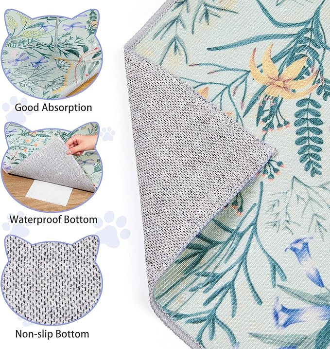 Washable Cat Litter Mat 48"x36" with Non-slip Bottom Waterproof Litter Box Mat Easy to Clean Litter Trapping Mat for Kitty