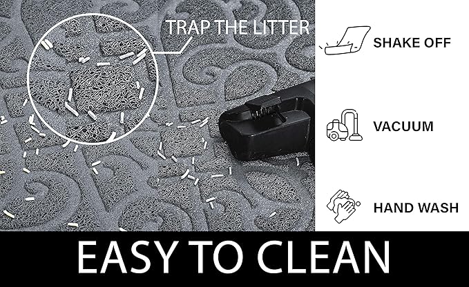 PetLike 2pk 30x18 inch Cat Litter Box Mat, Thick Kitty Litter Trapping Mat, Durable,Waterproof &Washable with Non-Slip Backing, Soft on Kitty Paws and Easy to Clean, BPA Free
