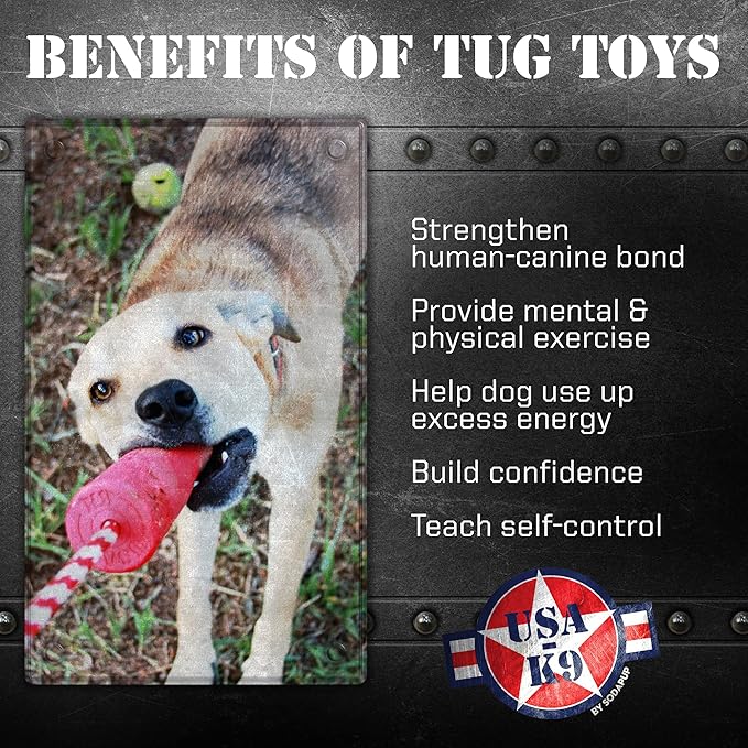 SodaPup USA-K9 Firecracker – Durable Dog Tug Toy & Floating Training Dummy Made in USA from Non-Toxic, Pet-Safe, Food Safe Natural Rubber for Water Retrieval, Bonding, Mental & Physical Exercise, More