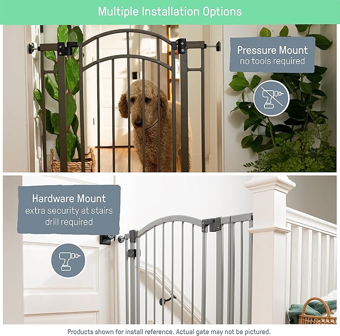 Ingenuity Multi-Use Decorative Extra Tall Walk-Thru Baby Gate, Fits Openings 28.5-48 Inch (Pack of 1), Black Metal, for Doorways and Stairways, 36' Tall Baby and Pet Gate, Black, One Size