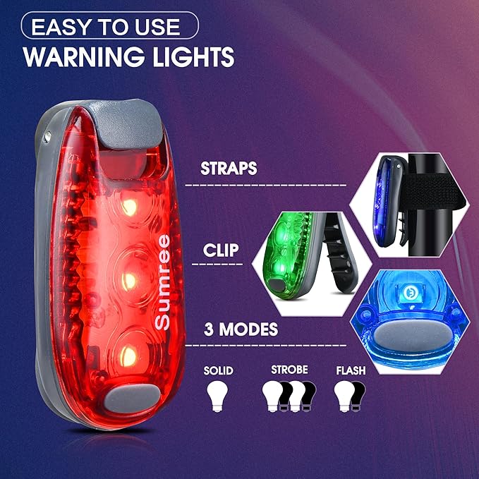 LED Safety Lights(4 Pack).Clip On Strobe&Running Lights.High Visibility Accessories Gear for Your Reflective,Bicycle etc.for Runners, Bike, Walking,Dog Collar, Stroller