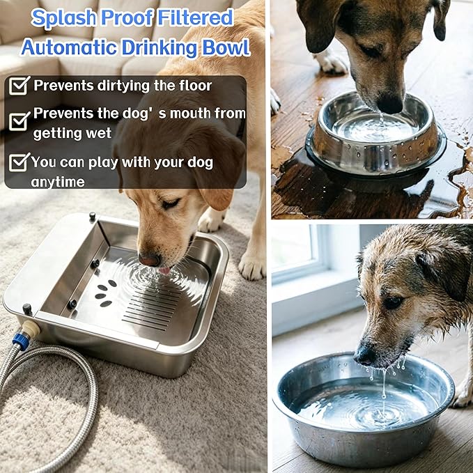 3 Gallon Automatic Water Dispenser for Dogs Stainless Steel Outdoor Drinking Bowl Self-Filling Water Bowl for Large Dogs – Slow-Drink,Splash-Proof Design,Suitable for Cats,Dog(11L-A)